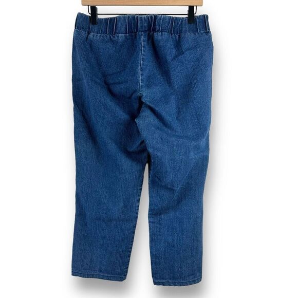 MU Denim Women's XL Elastic Waist Pull On Capri Jeans Blue Casual Comfy‎ Cropped - Picture 2 of 9